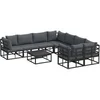 Image de Salon de jardin modulable GENERIQUE - Lot de 9 pièces - Acier noir - Table 70x70 cm