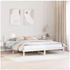 Image de Cadre de lit en bois de pin blanc Blanc Bois massif King size 872177
