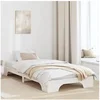 Image de Cadre de Lit Blanc Bois de pin massif 75 x 190 cm Super Résistant 872888