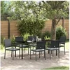 Image de Ensemble de salle à manger de jardin 7 pièces avec coussins en poly rotin noir
