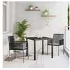 Image de Ensemble de repas de jardin 3 pièces avec coussins Noir Poly Rattan