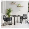 Image de Ensemble de Salle à Manger de Jardin 3 Pièces Noir Poly Rattan