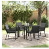 Image de Ensemble de Dining de Jardin 5 Pièces avec Coussins Noir Rattan Poly 3379318