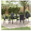 Image de Ensemble de salle à manger de jardin de 5 pièces en rattan poly noir 3379403