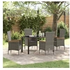 Image de Ensemble de repas de jardin 5 pièces avec coussins gris en poly rotin, idéal pour ta terrasse, ton salon extérieur 3379431