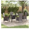 Image de Ensemble de salle à manger jardin 5 pièces avec coussins en rattan poly gris 3379438