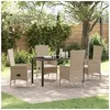 Image de Ensemble de salle à manger de jardin 5 pièces avec coussins beige en rattan poly 3379466