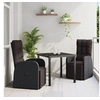 Image de Ensemble de salle à manger de jardin de 3 pièces avec coussins en rattan poly noir