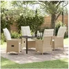 Image de Ensemble de salle à manger de jardin 5 pièces avec coussins beige rattan poly 3379557