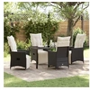 Image de Ensemble de mobilier de jardin 5 pièces avec coussins en rattan poly noir