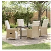 Image de Ensemble de salle à manger de jardin 5 pièces avec coussins beige en poly rattan