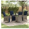 Image de Ensemble de salle à manger jardin 5 pièces avec coussins poly-rotin gris 3379599