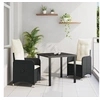 Image de Set de Salle à Manger de Jardin 3 Pièces avec Coussins Noirs en Poly Rattan 3379632