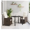 Image de Ensemble de salle à manger de jardin 3 pièces avec coussins marron poly rattan 3379639