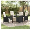 Image de Ensemble de Salle à Manger de Jardin 5 Pièces avec Coussins Noir en Rattan Synthétique.
