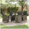 Image de Ensemble de 5 pièces de salle à manger de jardin avec coussins en rattan poly gris