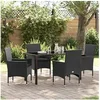 Image de Ensemble de Salle à Manger de Jardin 5 Pièces avec Coussins Poly Rattan Noir 3379774