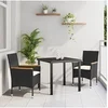 Image de Ensemble repas jardin 3 pièces avec coussins en poly rotin noir 3379842