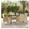 Image de Ensemble de salle à manger de jardin 5 pièces avec coussins en rotin poly beige 3379858
