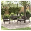 Image de Ensemble de salle à manger de jardin 5 pièces avec coussins marron en poly rattan 3379872