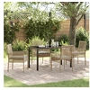 Image de Ensemble de Salle à Manger de Jardin de 5 Pièces avec Coussins en Poly Rattan Beige 3379886