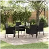 Image de Ensemble de Salle à Manger de Jardin de 5 Pièces avec Coussins en Rotin Poly Noir 3379935