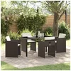 Image de Ensemble de Salle à Manger de Jardin 5 Pièces avec Coussins Marron Poly Rattan