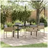 Image de Ensemble de Dîner de Jardin 5 Pièces avec Coussins Beige Rattan Poly 3380029