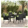 Image de Ensemble de Salle à Manger de Jardin 5 Pièces avec Coussins Noir Rattan Poly