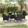 Image de Ensemble de salle à manger de jardin 5 pièces avec coussins Noir Poly Rattan 3380150