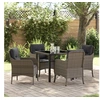 Image de Ensemble de salle à manger de jardin 5 pièces avec coussins Gris Rattan Synthétique