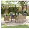 Image de Ensemble de Salle à Manger de Jardin de 5 Pièces avec Coussins Beige Rattan PE 3380178