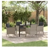Image de Ensemble de salle à manger de jardin 5 pièces avec coussins Gris clair Poly Rattan 3380185