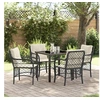 Image de Ensemble de salle à manger de jardin 5 pièces avec coussins en rattan poly noir 3380198