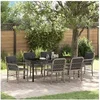 Image de Ensemble de salle à manger de jardin 7 pièces avec coussins gris clair poly rattan