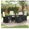 Image de Ensemble de dining de jardin 5 pièces avec coussins Rattan poly noir 3380255
