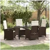 Image de Ensemble de Salle à Manger de Jardin 5 Pièces avec Coussin Marron Rattan PE 3380269