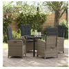 Image de Ensemble de salle à manger de jardin 5 pièces avec coussins en rattan poly gris 3380275
