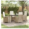 Image de Ensemble de 5 chaises de jardin avec coussins, Rattan poly beige 3380283