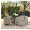 Image de Ensemble de salle à manger de jardin de 5 pièces avec coussins gris clair en rattan poly 3380296