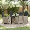 Image de Ensemble de salle à manger de jardin 5 pièces avec coussins en rattan poly gris clair 3380297