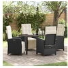 Image de Ensemble de salle à manger de jardin 5 pièces avec coussins en rotin synthétique noir 3380304