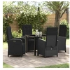 Image de Ensemble de salle à manger de jardin 5 pièces avec coussins en poly rotin noir 3380310