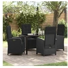 Image de Ensemble de salle à manger de jardin de 5 pièces avec coussins en poly rotin noir 3380311