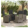 Image de Salon de jardin 5 pieces gris 4 personnes 80 x 80 cm rotin