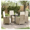 Image de Ensemble de salle à manger de jardin 5 pièces avec coussins en poly rotin beige 3380331