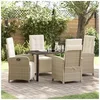 Image de Set de salle à manger jardin 5 pièces avec coussins beige en poly rotin 3380332