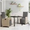 Image de Ensemble de jardin 3 pièces avec coussins beiges, table carrée en poly rotin moderne et chaises pour l'extérieur, 3380337