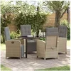 Image de Ensemble de salle à manger de jardin 5 pièces avec coussins beige en poly rotin. Table moderne et chaises 3380339