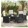 Image de Ensemble de Salle à Manger de Jardin de 5 Pièces avec Coussins Noir Rattan Poly 3380366